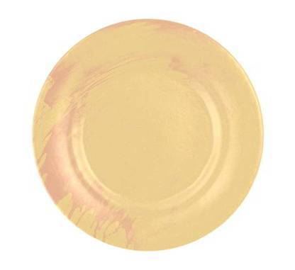 Luxurious Dinner Sets Kylie is a round dish in champagne colour with a splash of cameo rose.