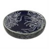 Navy Blue Nut Bowl with Floral Pattern Designed by Anna Vasily - 3/4 View
