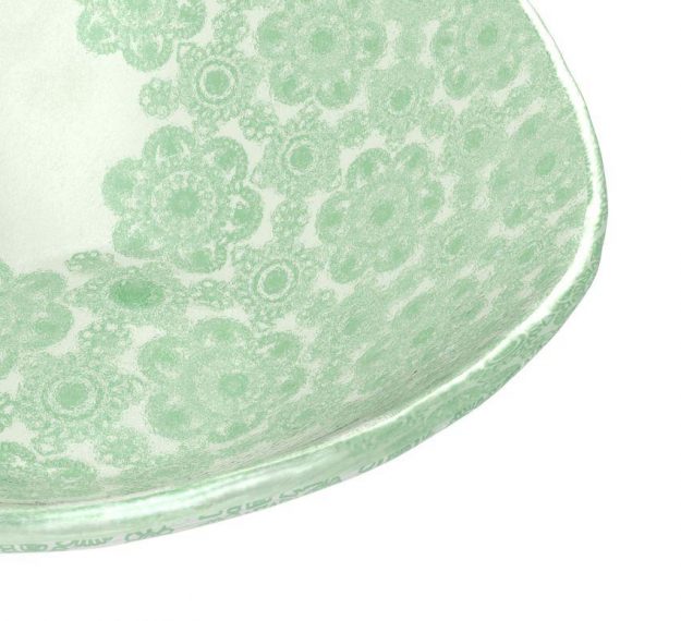 Green Rice Bowl With Pattern An Organic Glass Bowl by Anna Vasily - Detail View