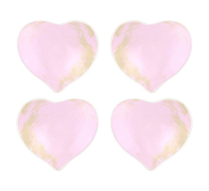 Pink Heart Plates - Amy Set of 4 Heart Shaped Plates | AnnaVasily