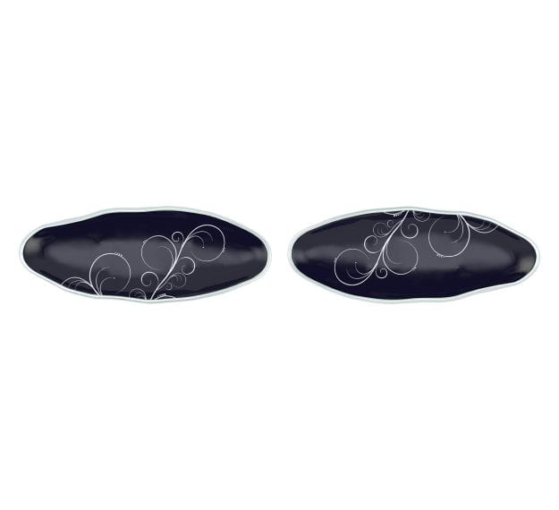 Navy Blue Salad Plate With Organic Rim Designed by Anna Vasily - Set View