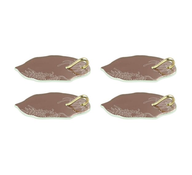 Unique Brown Canape Dish With Handle Designed by Anna Vasily - Set View