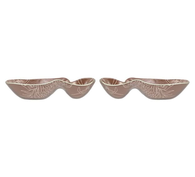 Organic Shaped Brown Chip And Dip Bowl Designed by Anna Vasily - Set View