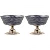 Elegant Navy Blue Dessert Bowls with Pattern Designed by Anna Vasily - Set View