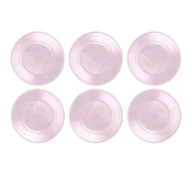 Set of 6 Floral Pink Side Plates Floral Small Plates by Anna Vasily - Set View