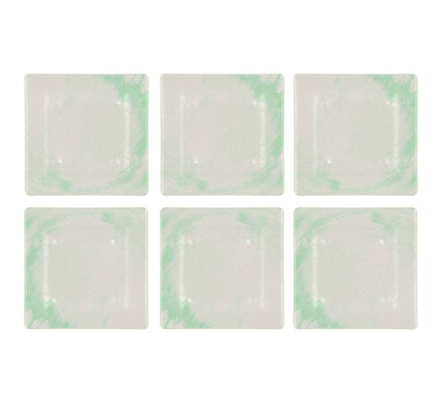 Square Side Plates in Mint Green Designed by Anna Vasily - Set View