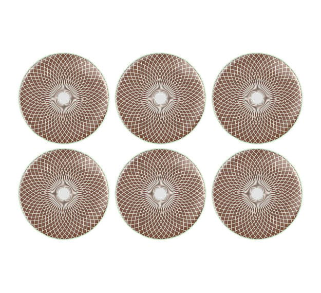 Brown Glass Coaster Set of 6 Modern Coasters Designed by Anna Vasily - Set View