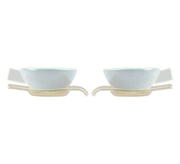 Elegant Handcrafted Light Blue Tea Cups Designed by Anna Vasily - Set View