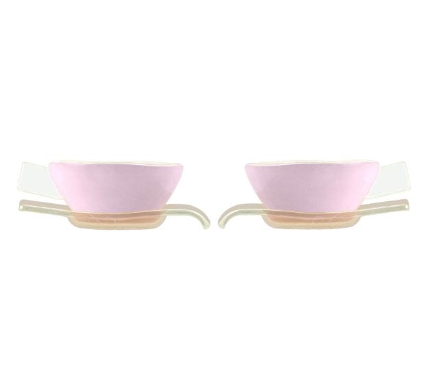 Handcrafted Modern Pink Tea Cups and Saucers Designed by Anna Vasily - Set View