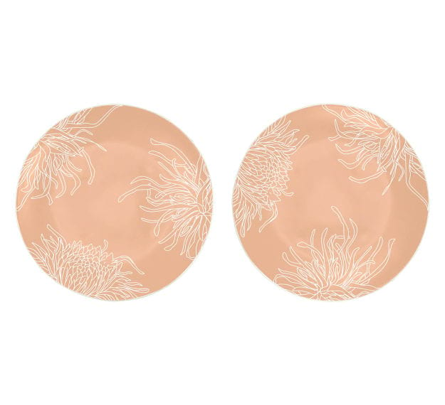 Romantic Floral Rose Gold Pasta Plates Designed by Anna Vasily - Set View
