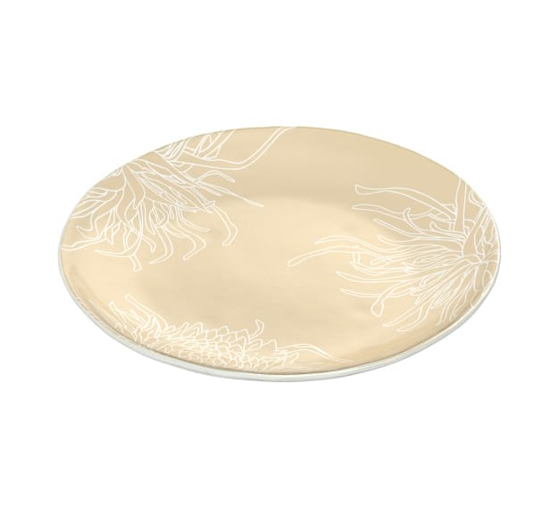 Round Risotto Plate in Cream with Floral Motifs by Anna Vasily - 3/4 View