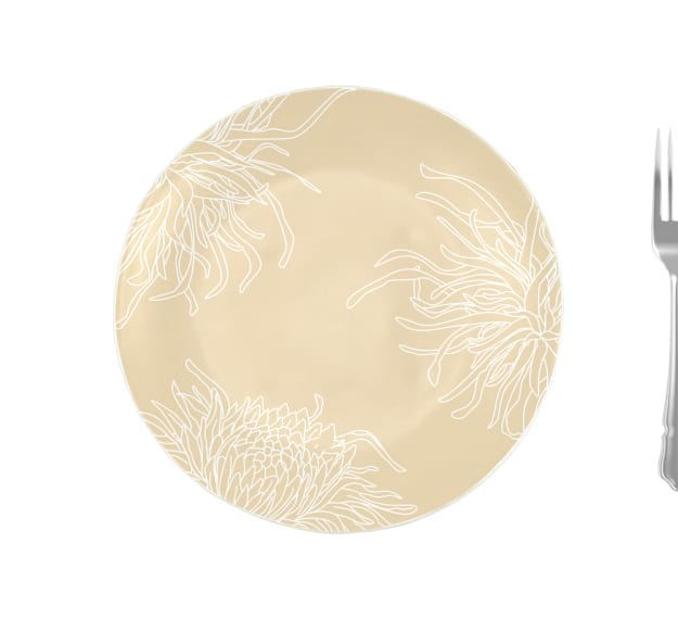 Round Risotto Plate in Cream with Floral Motifs by Anna Vasily - Measure View
