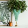 Tall Footed Green Glass Vase On Pedestal Musa by Anna Vasily