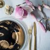 Blue & Gold Designer Dinner Plates Set/4 Vossi by Anna Vasily