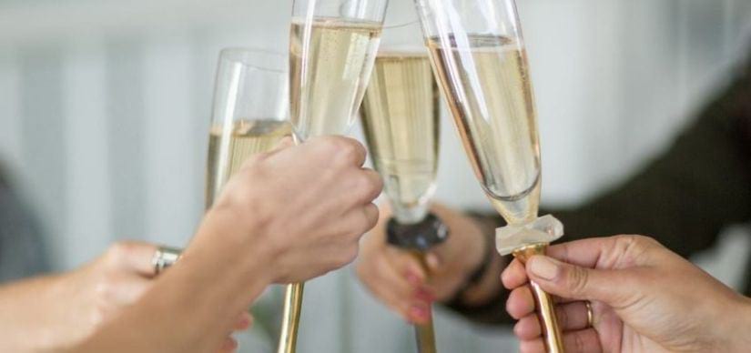 Girls clinking designer champagne glasses for Friendship Day by AnnaVasily