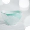 Organic Small White Green Noodle Bowl, Paige Set of 4 Organic Shaped Asian Bowls by Anna Vasily