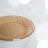 Gold side plates, Dune set/6 round glass side plates with modern design by Anna Vasily on white.