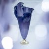 Designer purple glass vase, Flore Ultra Violet Pantone purple vase on pedestal by Anna Vasily.
